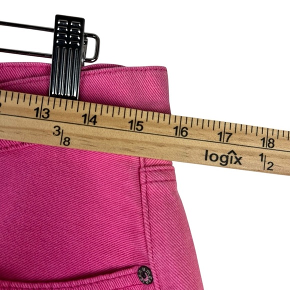 NWT Umgee Pink Ombre Denim Mini Skirt Size Large Gradient Dip Dye Raw Hem Y2 - Picture 3 of 13